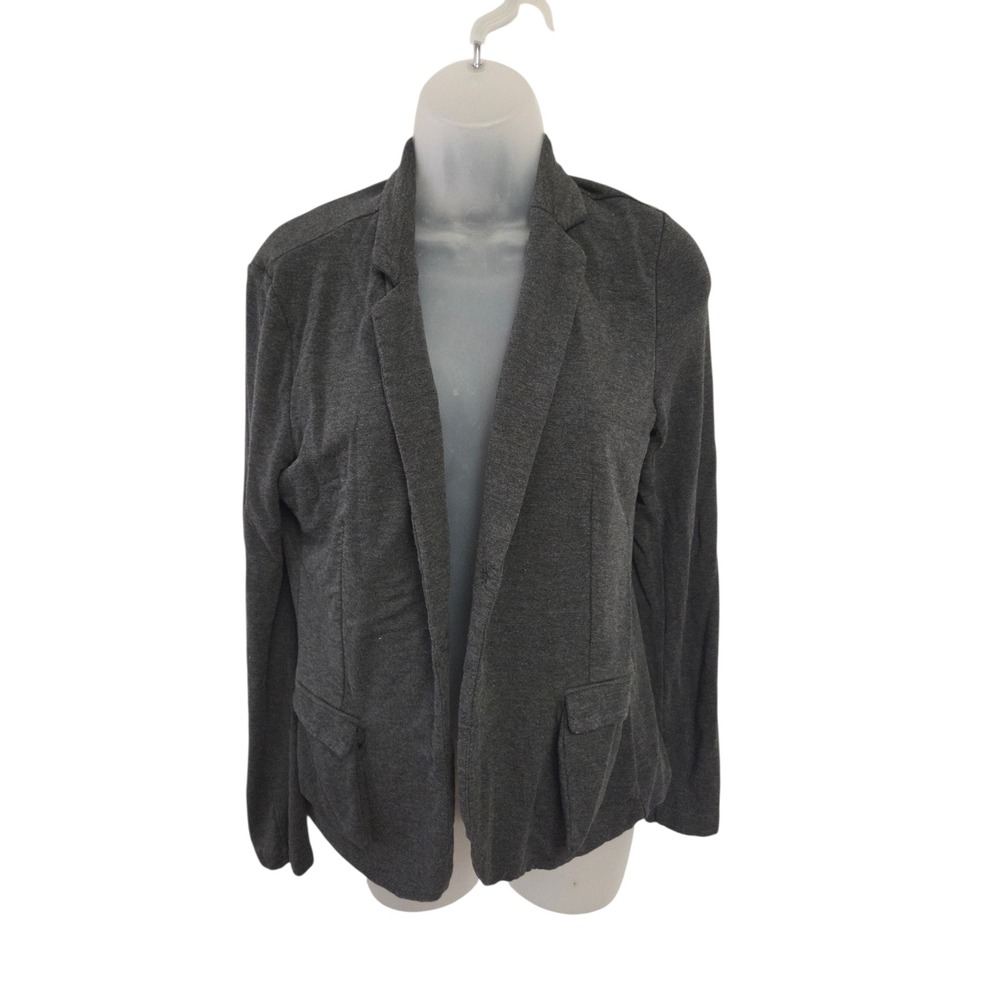 Magaschoni Womens Small Charcoal Gray Knit Blazer Open Front Stretch Jacket